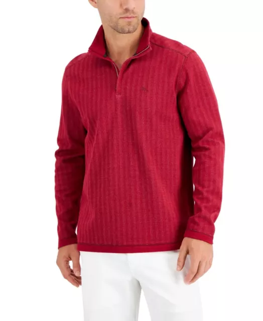 Tommy Bahama Mens Playa Point Half-Zip Sweater Sangria Red Small