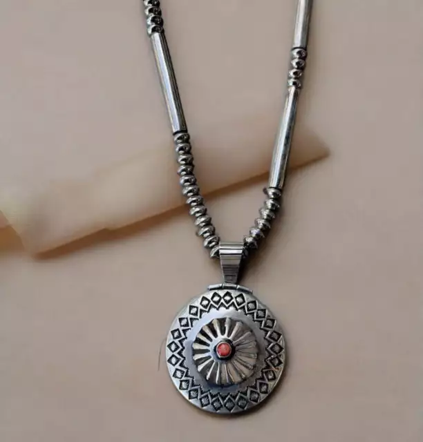 Hand Crafted Native American Sterling Silver Reversable Necklace