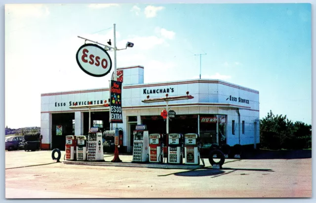 Vintage Gas Station Klanchar's Esso Service Lincoln Highway Rt 30 Irwin Pa