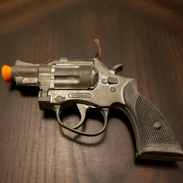 Pistolet à Caps Vintage Hong Kong - Modèle Red Pistol Avec étui, Jouet Des Années 70, Neuf (x2)
