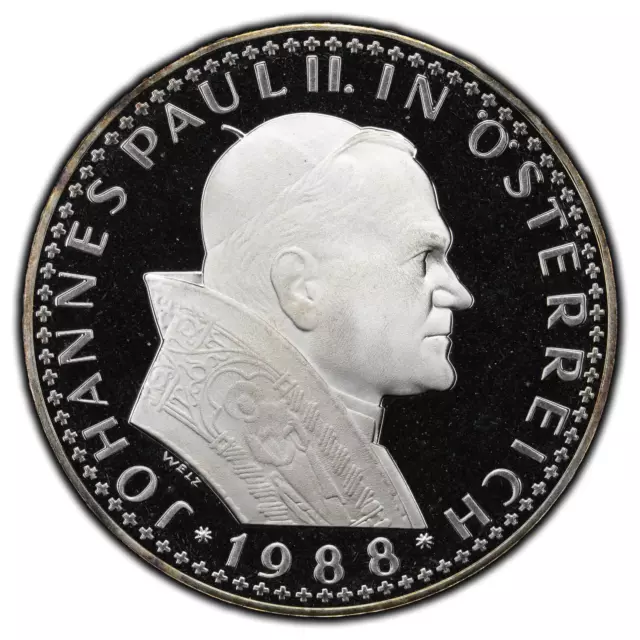 Austria 1988 500 Schilling Silver Coin - Pope John Paul II - Proof