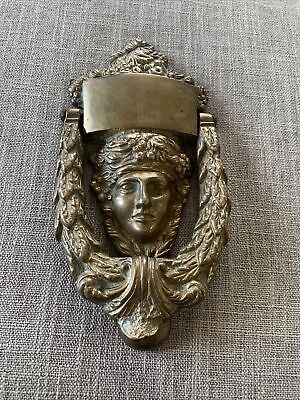 Vintage Cast Brass Bronze DOOR KNOCKER Face Roman ARCHITURAL SALVAGE