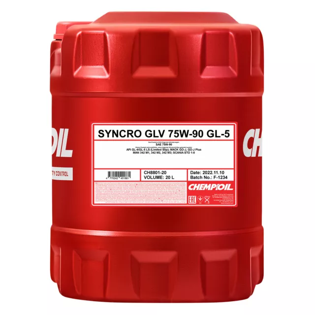 CHEMPIOIL SYNCRO GLV SAE 75W-90 GL-5 Getriebeöl API GL-4, API GL-5, 20 Liter