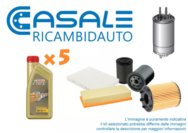 Kit Tagliando Audi A3 2.0 TDI Dal 05/03- 4 Filtri+5L Olio Castrol Sped. gratuita