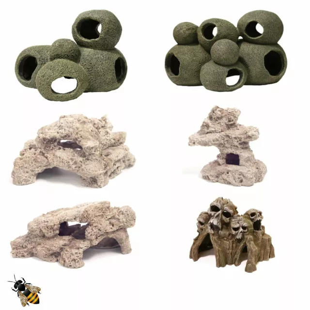 Rock Cave Tunnel Hide Aquarium Ornament Fish Tank Decoration Reef