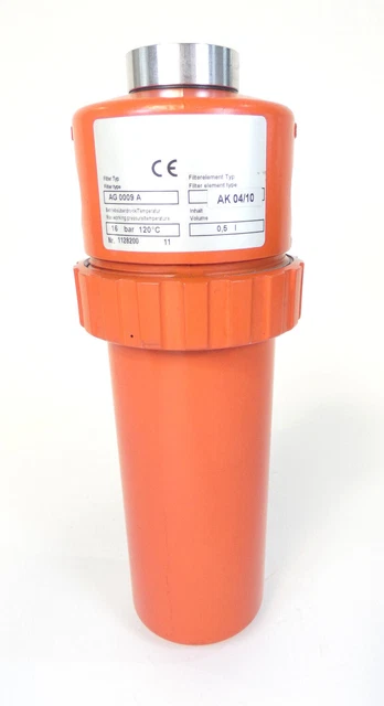 Elemento filtrante AK 04/10 | filtro tipo AG 0009 A | 16 bar | 120°C | 0,5 l | 1/2"