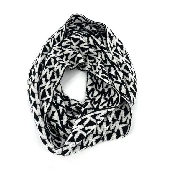 Michael Michael Kors MK Logo Black White Infinity Wrap Scarf