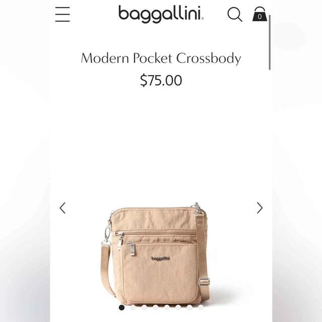 Baggallini Modern Pocket Nylon Crossbody Travel Bag in Khaki Beach