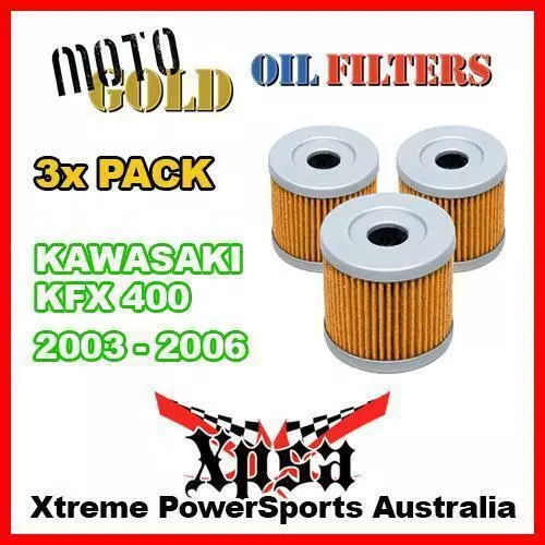 3 Pack Moto Gold Oil Filters Kawasaki Kfx 400 Kfx400 2003-2006 Of12 Kn139 Mx