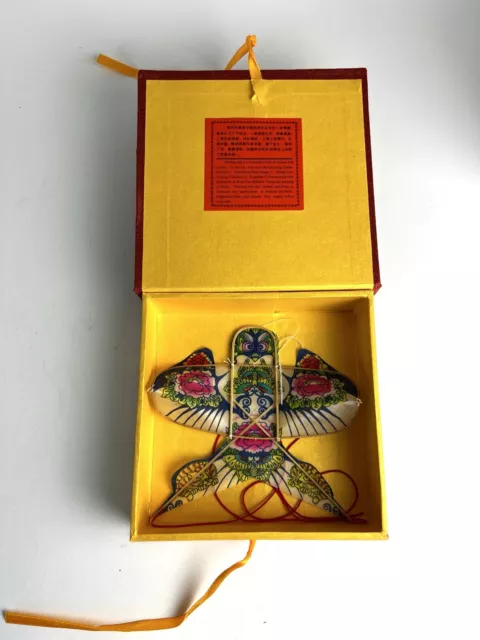 Vintage Weifang Kite Art Work Hand-painted Chinese Folk Art Mini Kite in Box