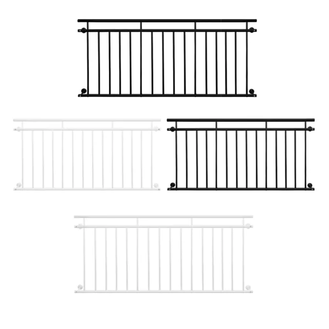 Barandilla balcón francés acero recubrimiento polvo negro/blanco 90x184/90x225cm