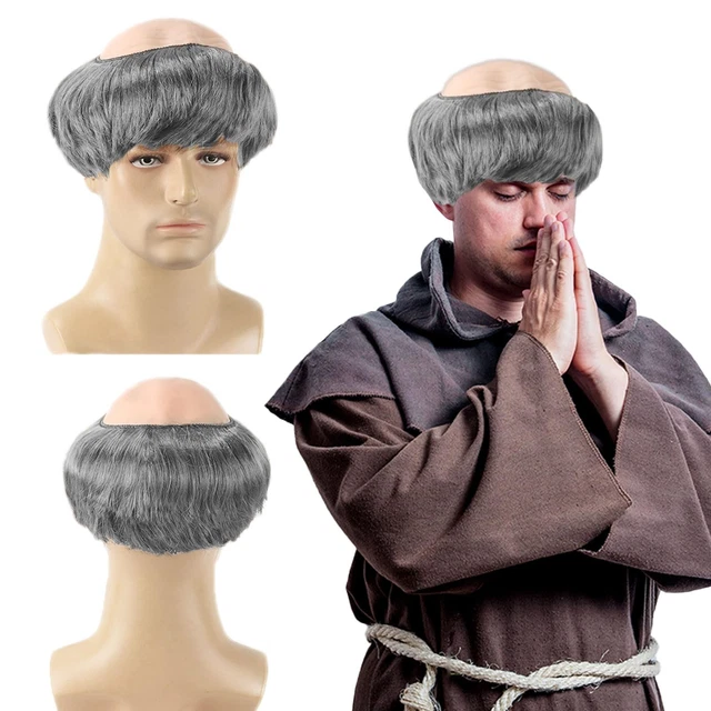 Perruque Moine Avec Tonsure - Fibre Synthétique - Déguisement Halloween Ou Soirée Thème