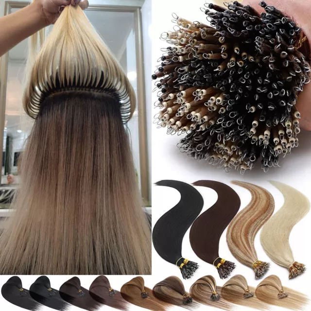 CLEARANCE 200PCS Thick Full Head Nano Ring Remy Human Hair Extensions Micro Loop