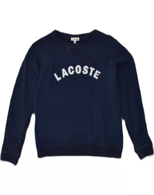 LACOSTE Boys Graphic Sweatshirt Jumper 13-14 Years Navy Blue Cotton AB10