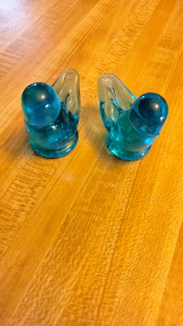 Vintage Glass Blue Bird Of Happiness Figurine Signed Dated