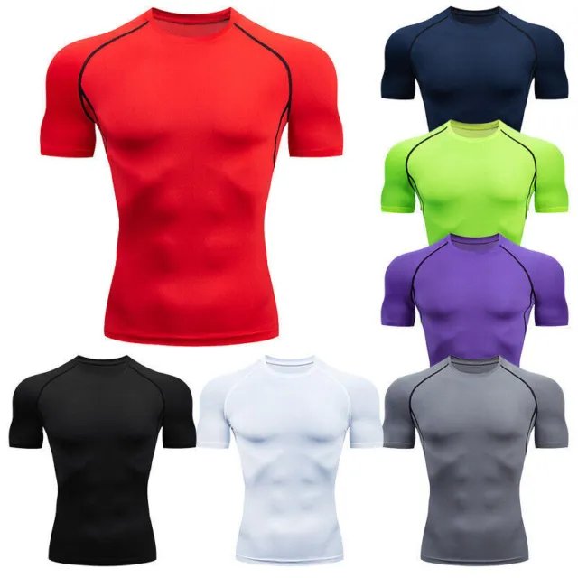 Mens Compression Shirt Base Layer Sports Top Short Sleeve Gym Quick Dry T-Shirt