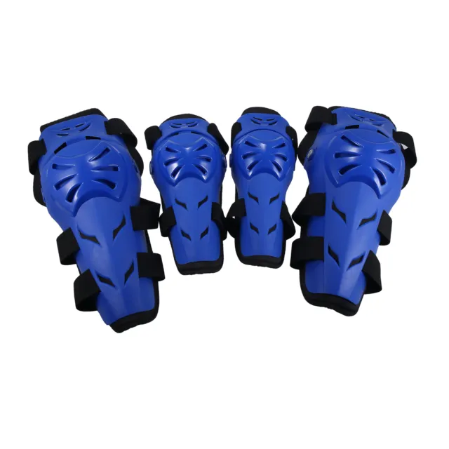 4 Stück Motorrad Knie Ellbogenschutz für Erwachsene mit Riemen Blau