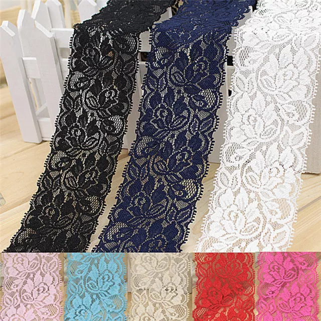 1yard 6.5cm Flower Stretch Lace Trim Sewing Dress Skirt Decors DIY Ribbon-CrF~m'