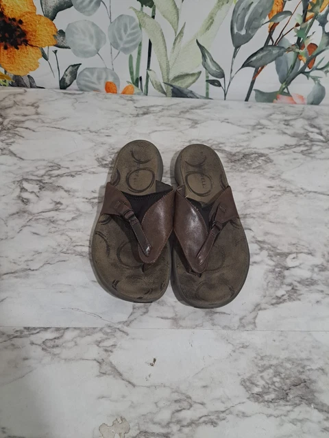 Merrell Womens Size 8 Senise Brown Leather Slip On Sports Sandal Flip Flop
