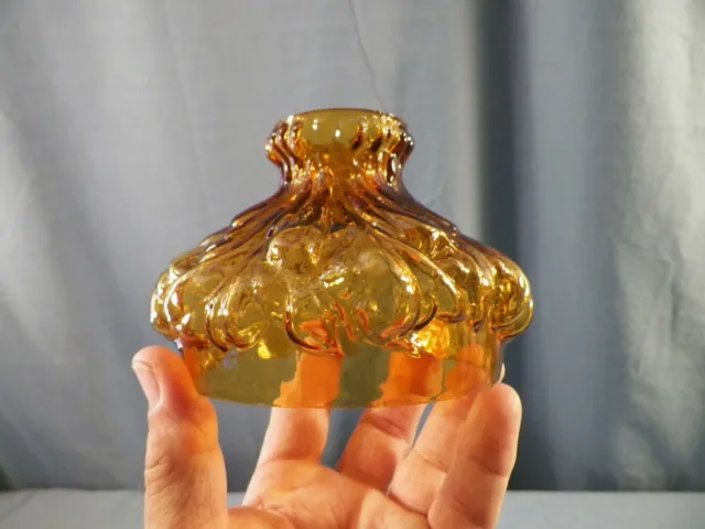 Amber Glass PLUME Design Miniature Oil Lamp Shade 4" Fitter 2