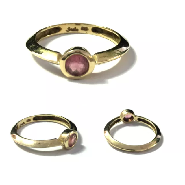 Moderner eleganter Beryllring 375 er Gold Gelbgold Ring rosa Beryll Gr. 66