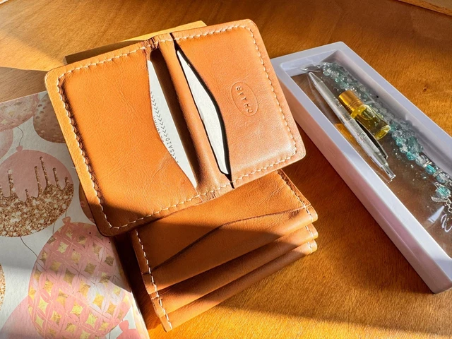 Porte-cartes En Cuir Naturel Marron - Fait Main Pour Homme