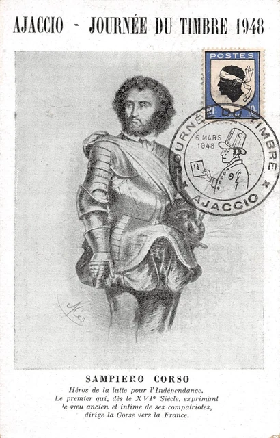 Card Maximum FDC France Ajaccio Day Of Stamp 1948 n5