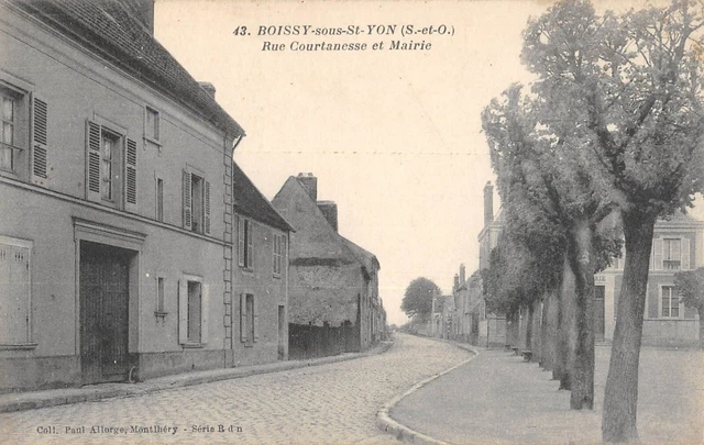 CPA 91 BOISSY SOUS SAINT YON / COURTESSE RUE / TOWN HALL / rare photo