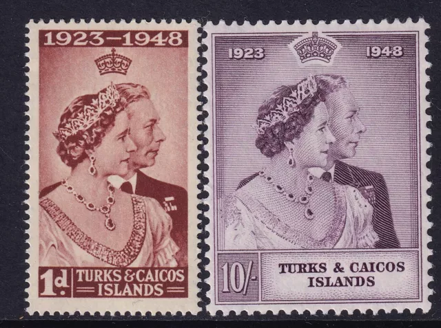 Turks & Caicos Island 1948 Royal Silver Wedding SG.208/209 MOUNTED MINT