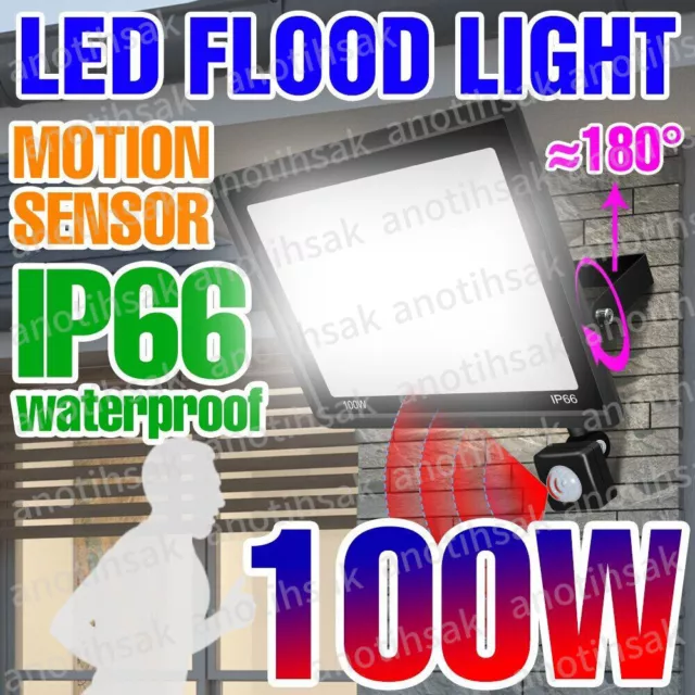 LED Fluter mit Bewegungsmelder Außen Strahler 100W Gartenlampe Scheinwerfer IP66