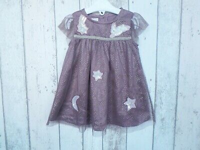Pretty Baby Girl Purple Gold Spotted Sequin Detail Dress - Monsoon 3 - 6 months