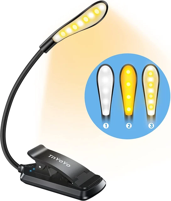 TnYoYo Leselicht, 9 LED Buchlicht mit Touch Control, USB wiederaufladbarer Clip