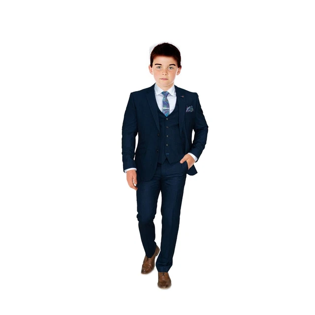 Kids Childrens Boys Premium 3 Piece Suit Ages 2-15 New Navy