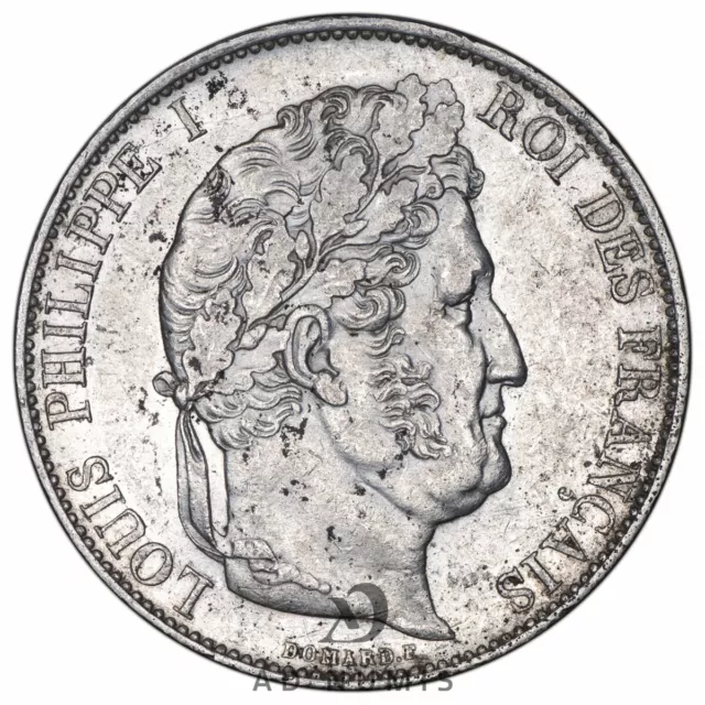 France 5 Francs 1845 W Louis-Philippe Silver AU Lille Coin French