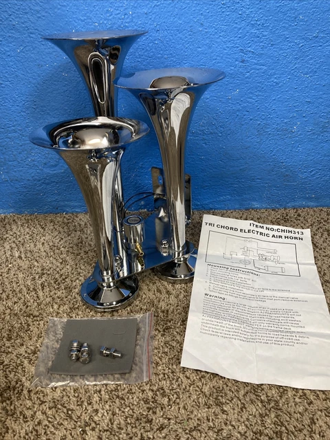 Triple Trumpet Chrome Electric Air Horn Chih313 Train Tri Chord