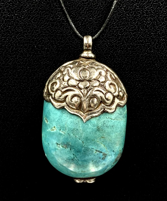 Nativi Argento Sterling Turchese Fiore Ciondolo Navajo 45.5 Grames