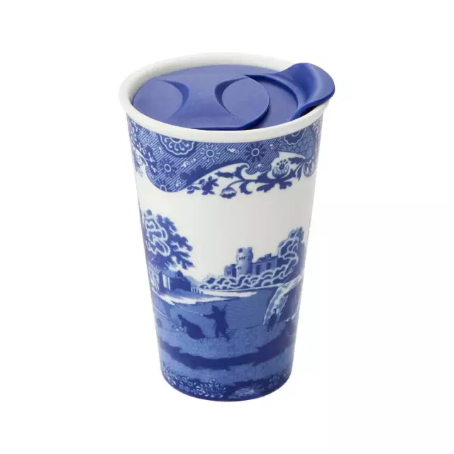 Spode Blue Italian Travel Mug, 8 Ounce,  Travel Tumbler for Coffee and Tea