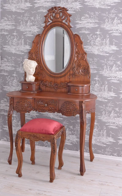Schminktisch Frisiertisch Mahagoni Schminkkommode Boudoir Spiegelkonsole Vintage