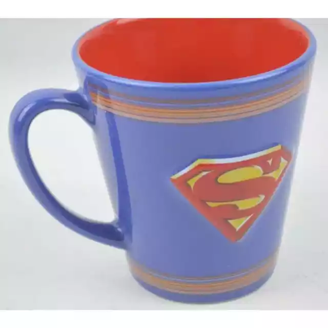 Six Flags Magic Mountain SUPERMAN 3D Logo Shield Ceramic Mug Blue Red Thailand 3