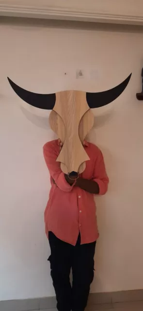 Modern Kunst Handgefertigt Holz Bull Gesicht Mit Hörner Dekorative Wand Wohndeko