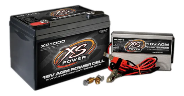 XS POWER BATTERY AGM Battery 16v 2 Post & HF Charger Combo Kit P/N - XP1000CK1