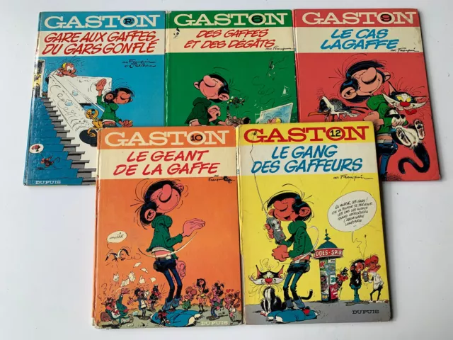 lot 5 bd GASTON Lagaff R3 9 10 11 et 12 - rééditions à dos rond - Franquin