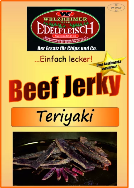 100 Gramm Biltong Beef Jerky Eigene Herstellung Geschnitten Teriyaki Würzung