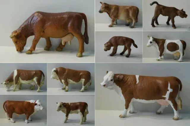 Schleich Rinder Fleckvieh Bulle Kuh Kalb braun weiß  Bauernhof Tiere zur Auswahl