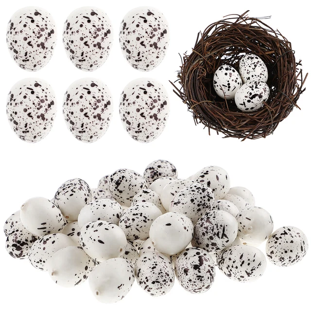 50 piezas Espuma Huevos de Pascua Decoraciones Huevos Falsos Espuma Artificial Pájaro Huevos Hágalo usted mismo Artesanía