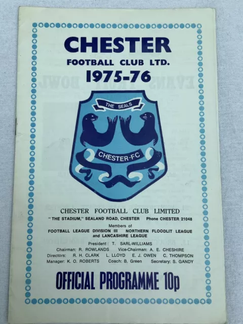 1975/76 Chester City v Southend Utd Division 3