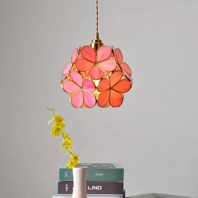 Pink Mediterranean Petal Pendant Light Flower Chandelier Ceiling Lamp