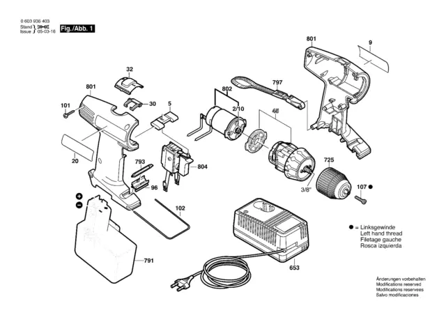 Switch on-off pour perceuse-visseuse sans-fil Bosch PSR14,4 VES-2