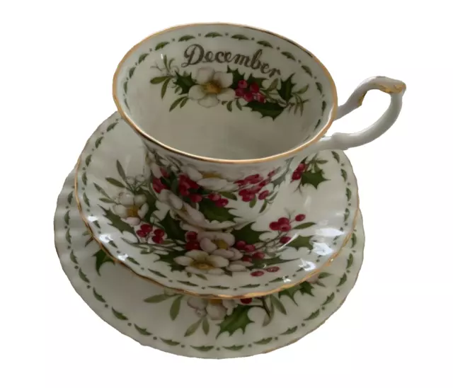 Royal Albert Flower Of Month Christmas Rose December Cup Saucer Plate Trio