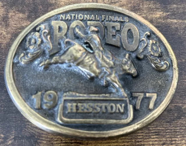 Vintage 1977 National Finals Rodeo NFR Hesston Belt Buckle Limited Edition